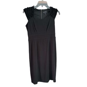 En Focus Studio little black dress. ruffled capped shoulders size 6